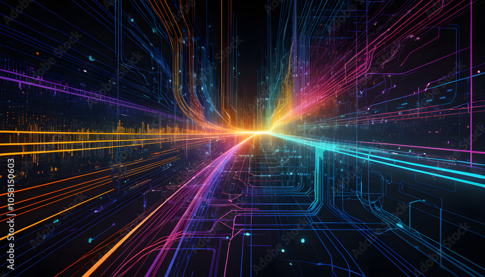 A visually striking abstract representation of data flowing A visually striking abstract representation of data flowing
