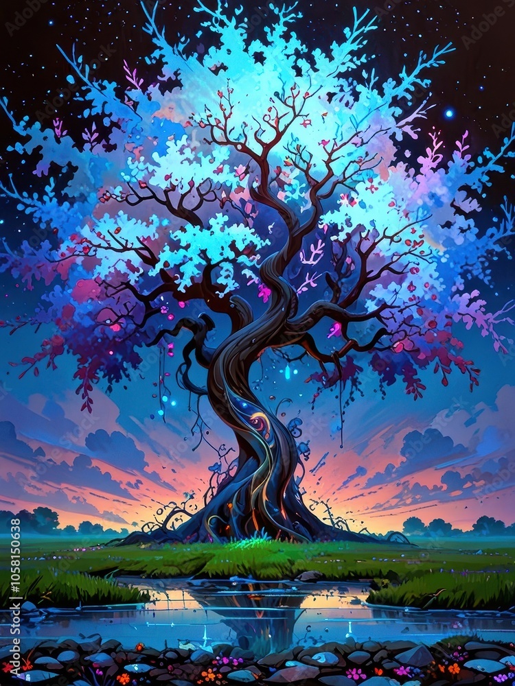 Vibrant Tree with a Dreamlike Glow Vibrant Tree with a Dreamlike Glow