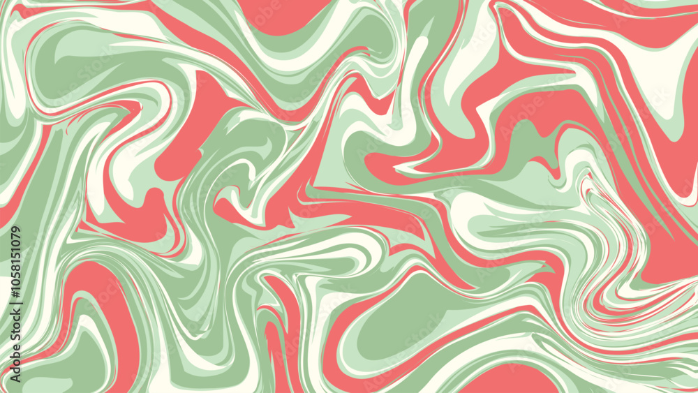 Obraz premium Swirling Coral and Mint Abstract Art