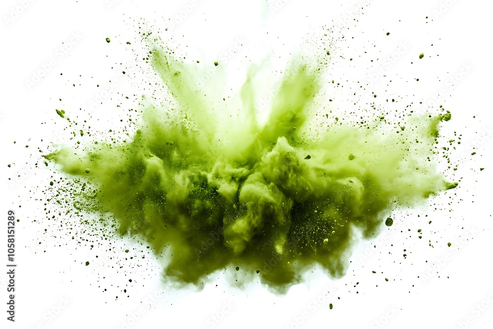 Green color explosion on white background Green color explosion on white background