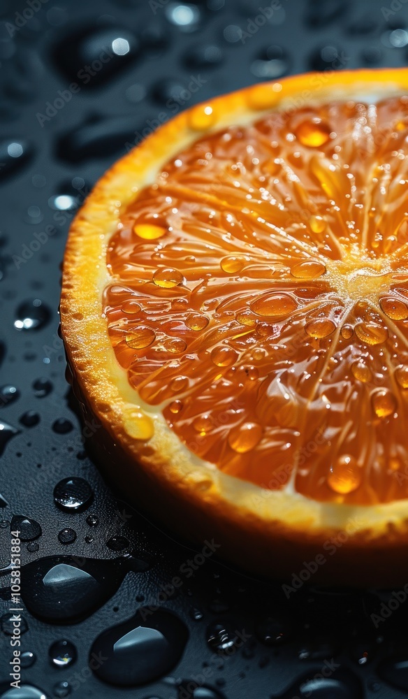 Macro Photography of Orange Slice with Water Drops Macro Photography of Orange Slice with Water Drops