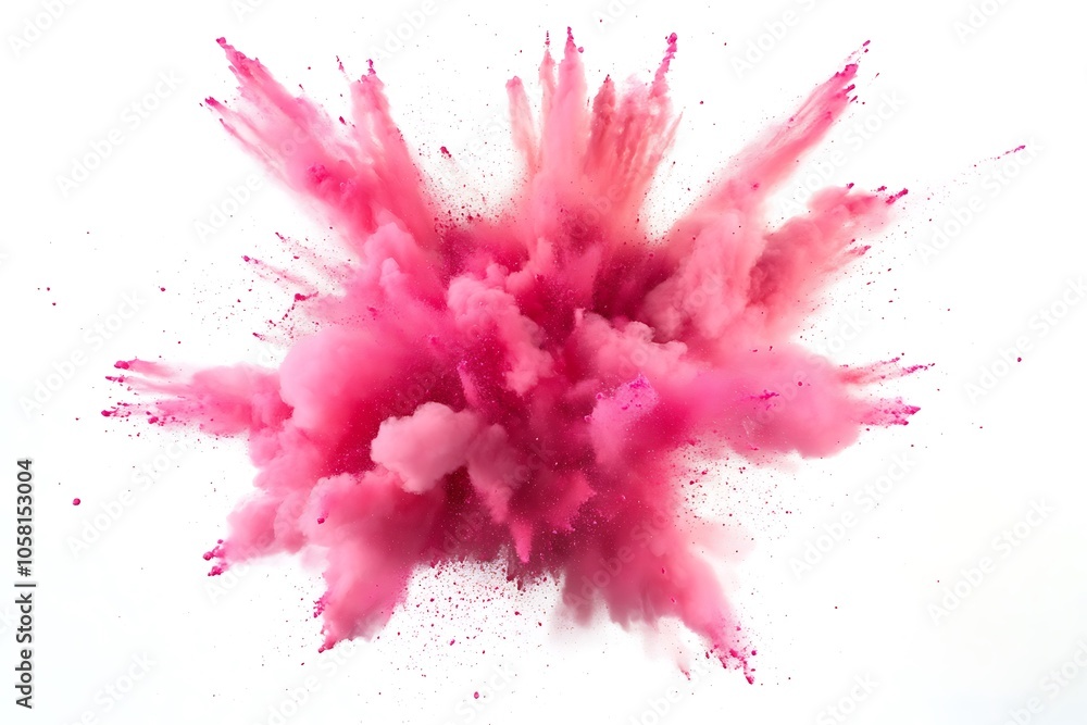 Pink color explosion on white background Pink color explosion on white background