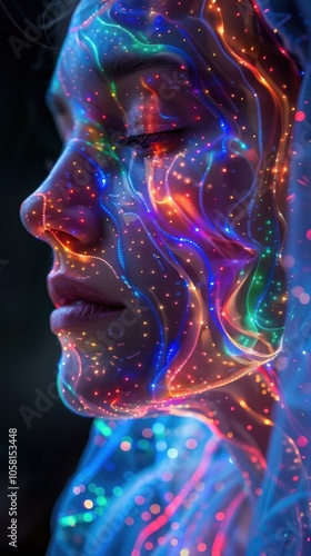 Abstract Portrait with Neon Lights