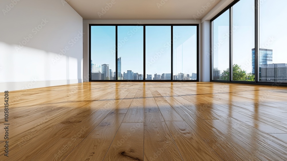 Fototapeta premium Renovating Home Interiors: Installing Wooden Flooring for a Fresh Look