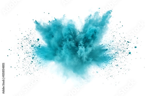 Blue color explosion on white background