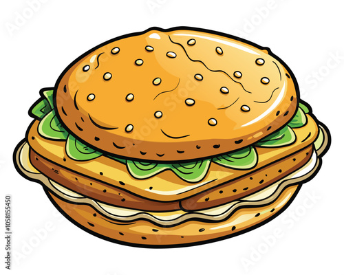 Biscuit Sandwich vector illustration Isolated white background.