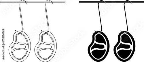 outline silhouette meet Hang From Iron hook icon set