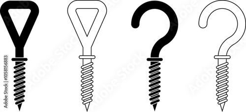 outline silhouette ceiling hook icon set