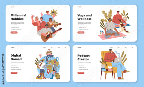 Millennial Hobbies. Flat Vector Illustration