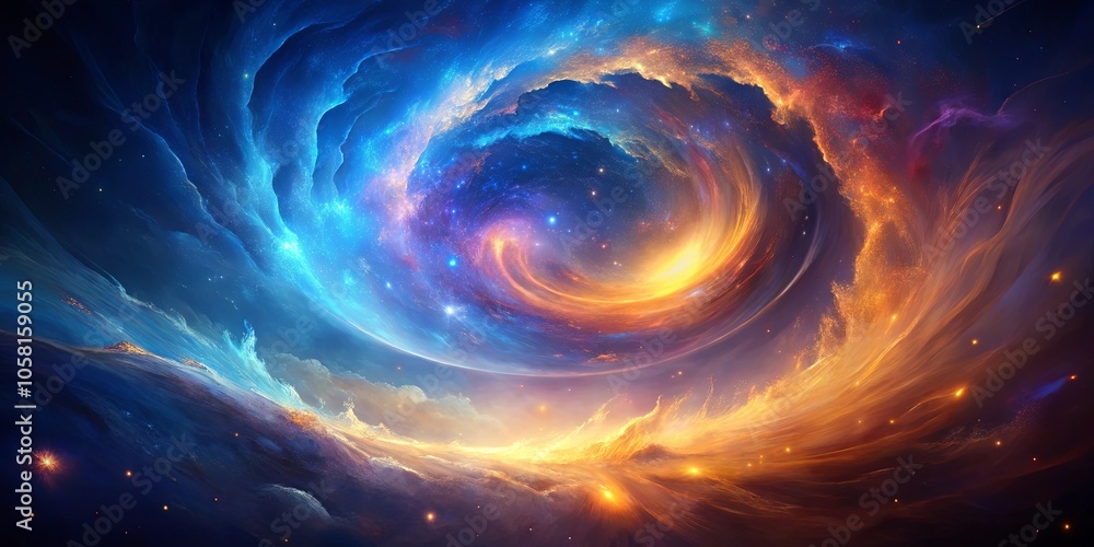 Celestial Dance of Blue and Gold A Swirling Symphony of Cosmic Energy and Ethereal Light Celestial Dance of Blue and Gold A Swirling Symphony of Cosmic Energy and Ethereal Light
