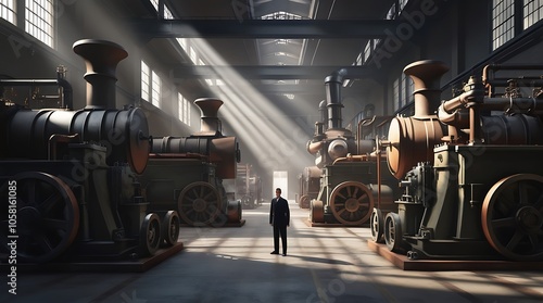 Historic industrial factory interior with massive steam engines (12) photo