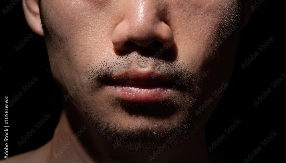 Captivating Close-Up of Male Facial Features Captivating Close-Up of Male Facial Features
