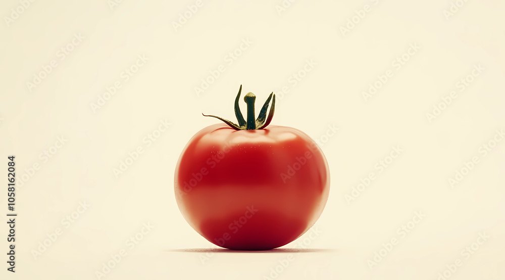 Firm Red Tomato on Bright White Background: Fresh and Ready for the Table Firm Red Tomato on Bright White Background: Fresh and Ready for the Table