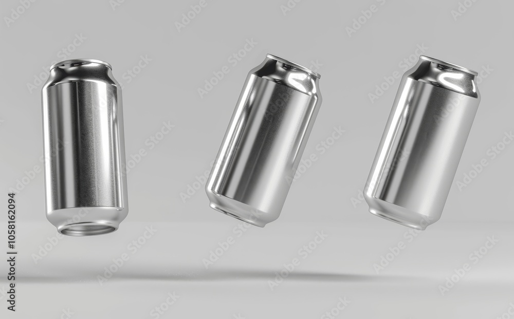Floating Aluminium Beer Cans - Photorealistic 3D Mockup Floating Aluminium Beer Cans - Photorealistic 3D Mockup