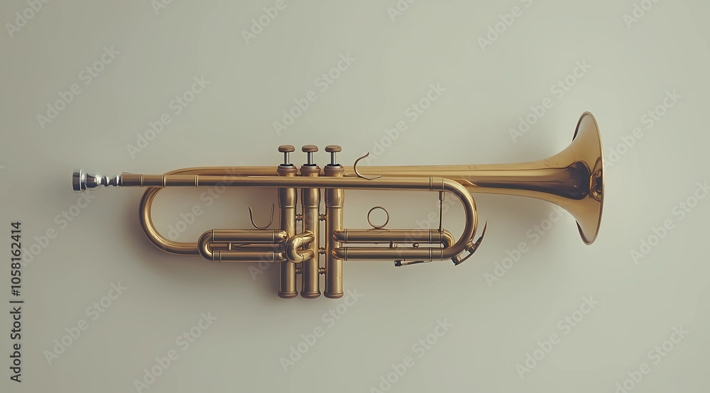 Obraz premium Trumpet Heralding on a White Background, Symbolizing Announcement and Celebration