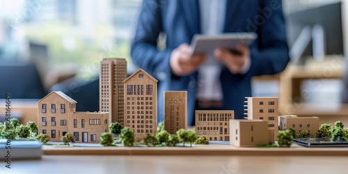 Wallpaper Mural Real Estate Investor Evaluating Market Trends and Property Valuations in a Modern Office Environment Focused on Strategic Investments Torontodigital.ca