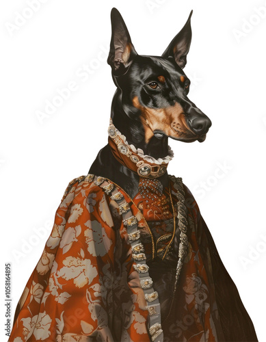 PNG Painting portrait doberman animal. photo