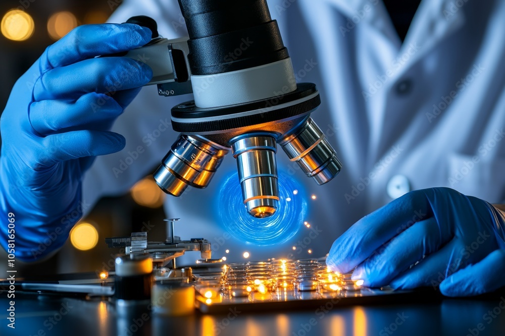 Fingerprint on a lab slide with a bright blue background, capturing the scientific and visual analysis of forensic evidence, symbolizing clarity and focus Fingerprint on a lab slide with a bright blue background, capturing the scientific and visual analysis of forensic evidence, symbolizing clarity and focus