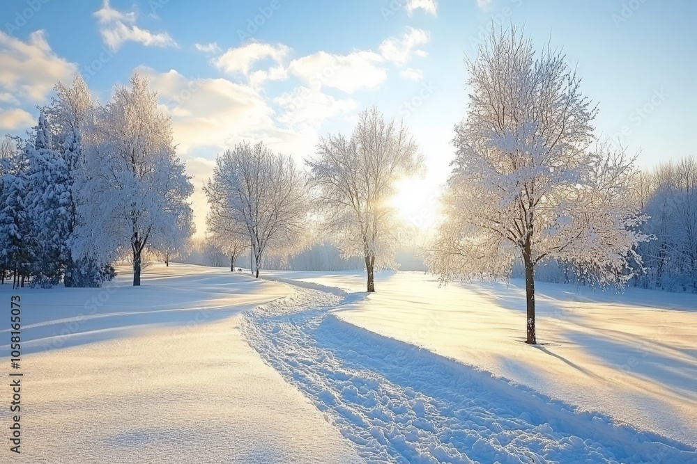 Sunlit snow covered trees in a pastel hued winter forest capturing the gentle peaceful beauty and delicate colors of a quiet snowy morning Sunlit snow covered trees in a pastel hued winter forest capturing the gentle peaceful beauty and delicate colors of a quiet snowy morning