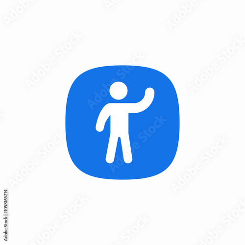 waving hand person icon sign