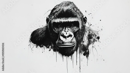 Gorilla Head Illustration on White Background photo