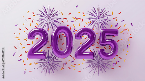 Happy New Year 2025 celebration by AI generative