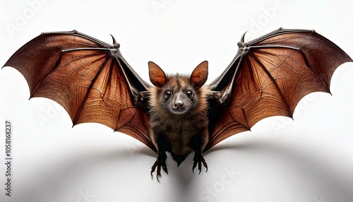 Bats spread their wings. Isolated on white.