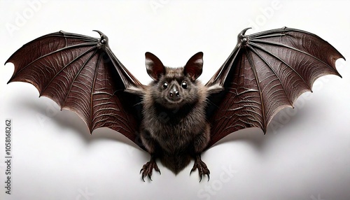 Bats spread their wings. Isolated on white.