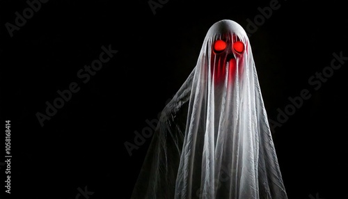 Ghost in a sheet with red eyes