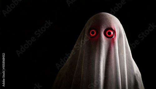 Ghost in a sheet with red eyes