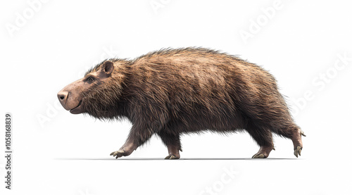 Encounter with Prehistoric Ferocity: Realistic Daeodon on White Background photo