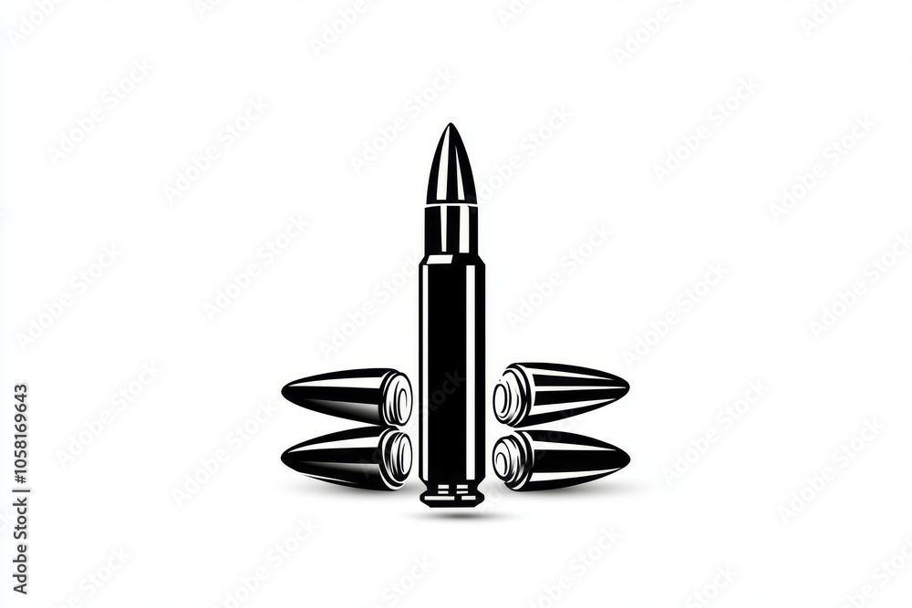Simple outline of a bullet next to a gun barrel, symbolizing the fundamental elements of firearms in a minimalist style, capturing clarity and strength Simple outline of a bullet next to a gun barrel, symbolizing the fundamental elements of firearms in a minimalist style, capturing clarity and strength