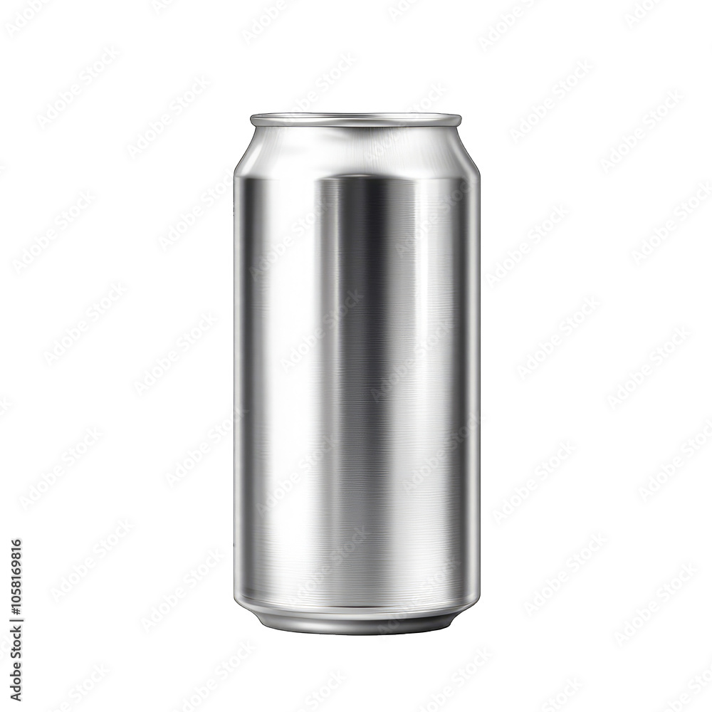 Silver Can Mockup Design on White Background for Branding and Advertising Silver Can Mockup Design on White Background for Branding and Advertising