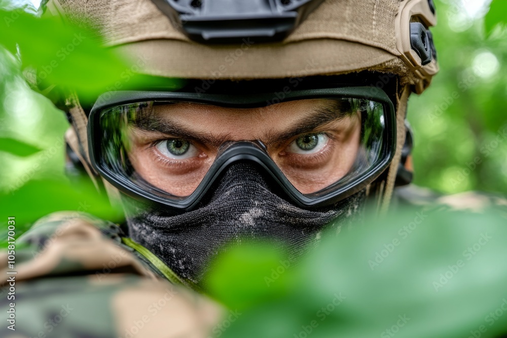 Soldier in combat uniform with protective gear, symbolizing the resilience and structure of military field attire, capturing strength and preparedness Soldier in combat uniform with protective gear, symbolizing the resilience and structure of military field attire, capturing strength and preparedness
