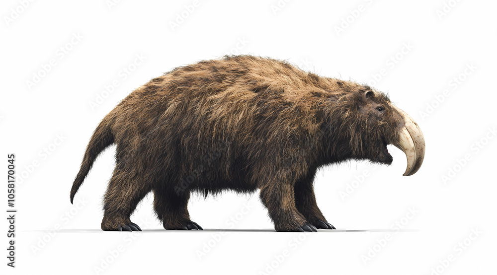 Encounter the Fearsome Daeodon: Realistic Illustration on White Background Encounter the Fearsome Daeodon: Realistic Illustration on White Background