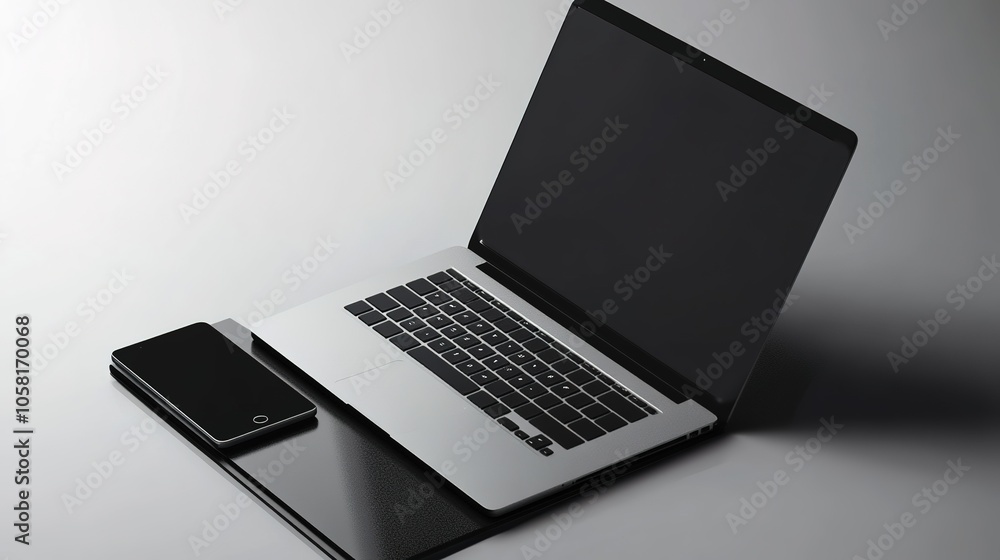 Line Art of Sleek Laptop and Smartphone Line Art of Sleek Laptop and Smartphone