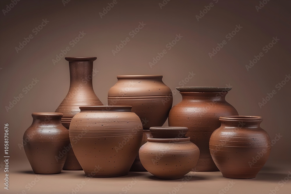 Collection of lovely traditional pottery clay. Generative Ai Collection of lovely traditional pottery clay. Generative Ai