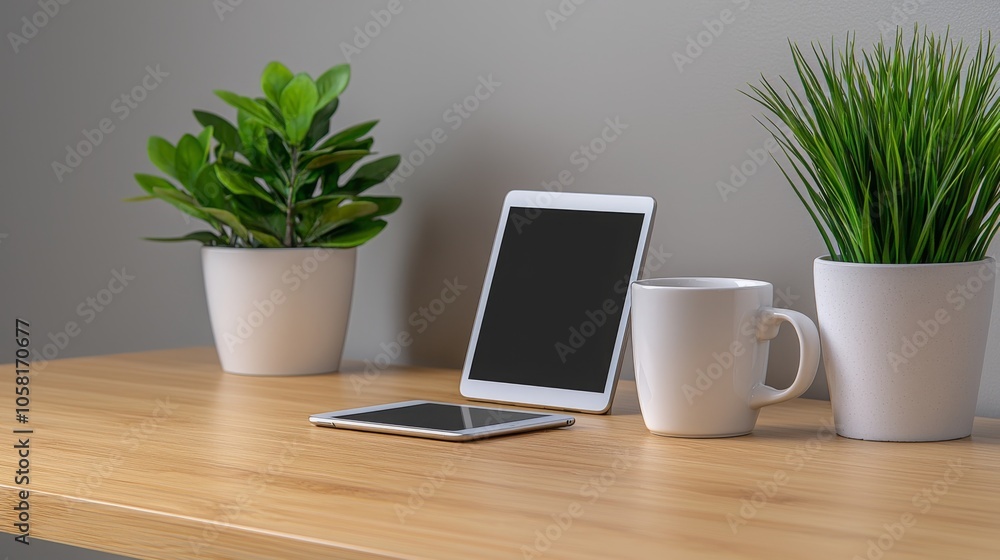 Modern Office Setup in Neutral Tones Modern Office Setup in Neutral Tones