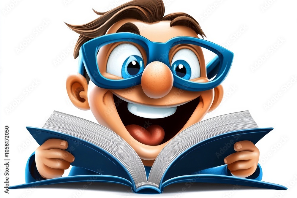 a 2D cartoon illustration of a student taking notes while reading attentive and organized white background a 2D cartoon illustration of a student taking notes while reading attentive and organized white background