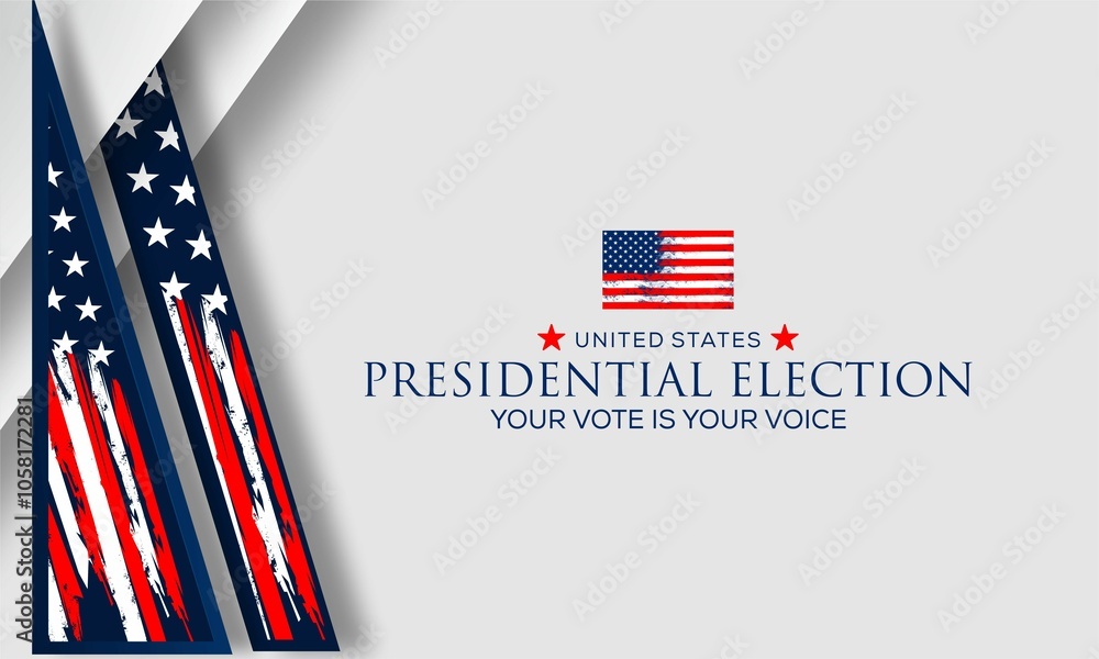Presidential Election background with American flag colors design. Election event banner, card, poster, template, voting communication Presidential Election background with American flag colors design. Election event banner, card, poster, template, voting communication