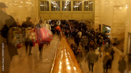 The bustling and busy Grand Central Terminal filled with a dynamic crowd in constant motion