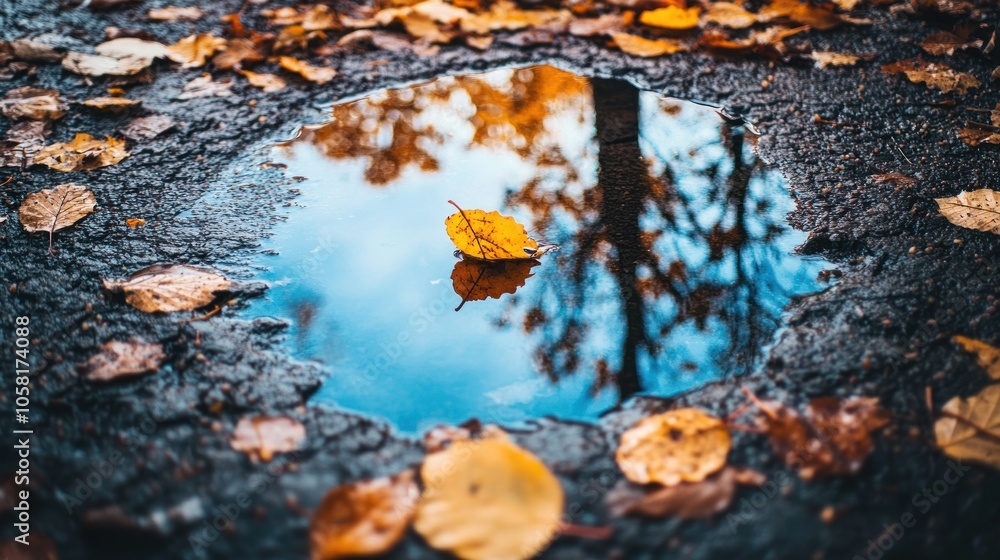 Autumn Reflections in Puddle Autumn Reflections in Puddle