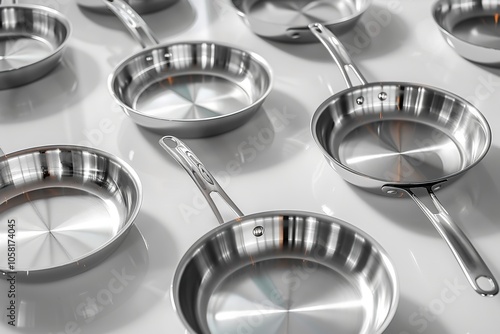 Frying pans Isolated steel on a white background. Generative Ai