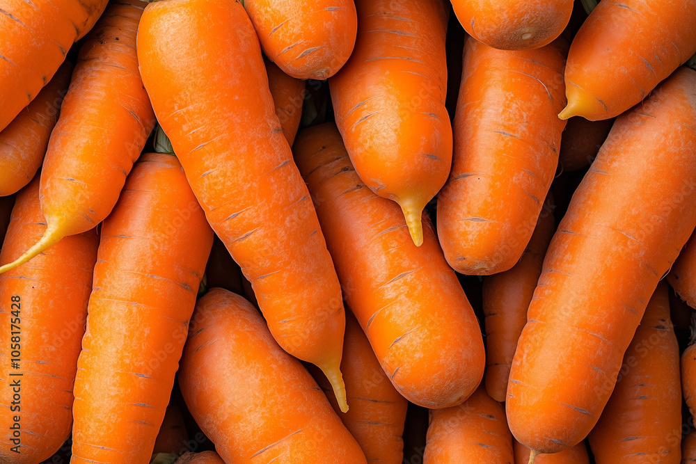 Selective focus pile of carrots in wooden basket, Top view fresh harvest carrots in basket. Selective focus pile of carrots in wooden basket, Top view fresh harvest carrots in basket.