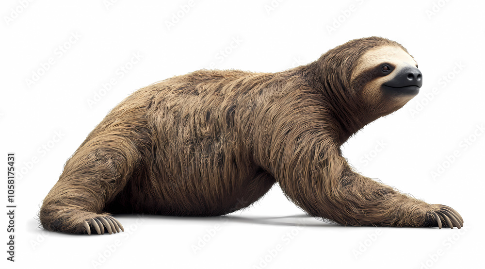 Fototapeta premium Captivating Image of Giant Ground Sloth on White: Explore the Size and Scale of Prehistoric Life