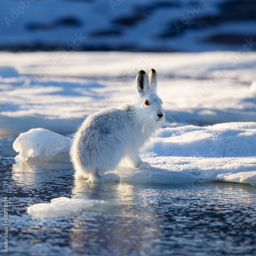 Arctic hare (Lepus arcticus), AI generated photo