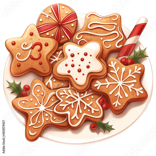 cartoon clipart of christmas cookie on an isolated transparent background, PNG file