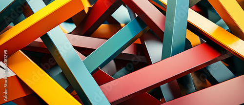 Wallpaper Mural Colorful metal beams interwoven in an abstract geometric pattern, generative AI Torontodigital.ca