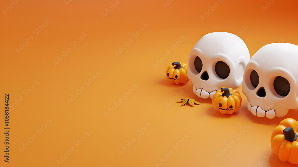 cute skull halloween isometric Cartoon 3D cute skull halloween isometric Cartoon 3D