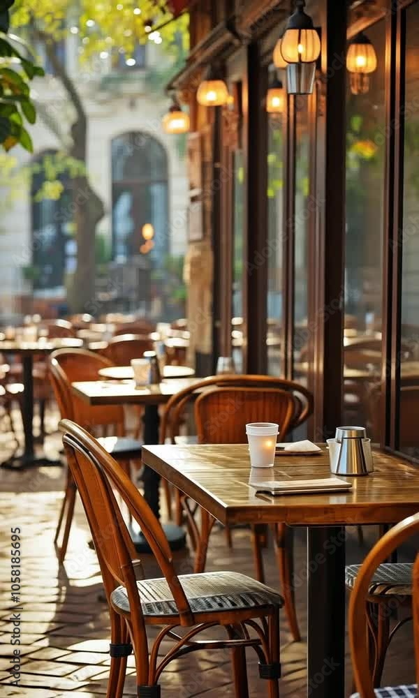 A queue of seats and tables in an alfresco dining establishment
A queue of seats and tables in an alfresco dining establishment